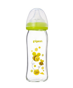 Bình sữa thủy tinh con ong, hươu 240ml (mới) cổ rộng 2020