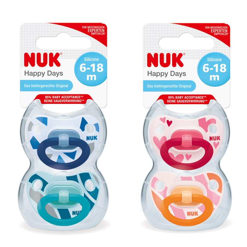 Bộ 2 ti giả NUK Silicone Happydays 6-18m